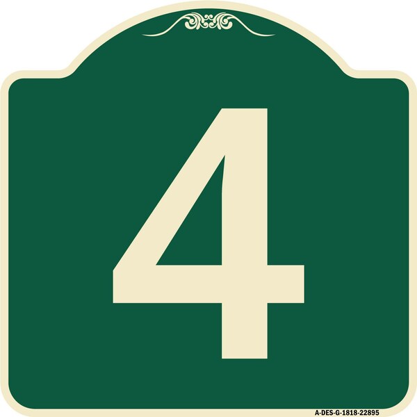 Signmission Designer Series Sign W/ Number 4, Green & Tan Heavy-Gauge Aluminum Sign, 18" x 18", G-1818-22895 A-DES-G-1818-22895 - main
